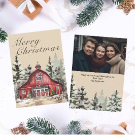 Rustieke Waterverf Country Christmas Foto Feestdagenkaart