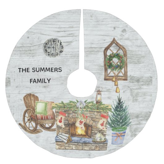 Rustieke Waterverf Country Kerstboerderij Kerstboom Rok (Voorkant)