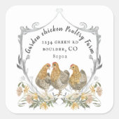 Rustieke Waterverf Crest Boerderij Visitekaartje Vierkante Sticker (Voorkant)