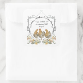 Rustieke Waterverf Crest Boerderij Visitekaartje Vierkante Sticker