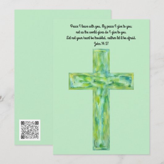 Rustieke Waterverf Cross Peace Bible Verse Kaart (Voorkant / Achterkant)