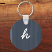 Rustieke Waterverf Custom Monogram Blauwe Sleutelh Sleutelhanger (Voorkant)