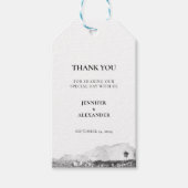 Rustieke waterverf dank u foto berg bruiloft cadeaulabel (Voorkant)