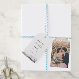 Rustieke waterverf dank u foto berg bruiloft cadeaulabel