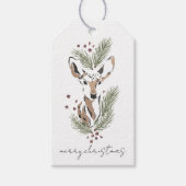 Rustieke Waterverf Deer Holiday Cadeaulabel (Voorkant)