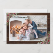 Rustieke Waterverf dennenappels 3 foto Kerst Feestdagenkaart (Achterkant)