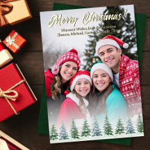 Rustieke Waterverf dennenbomen foto Kerstmis