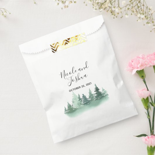 Rustieke waterverf dennenboom bos bruiloft bedankzakje (Gezegeld)