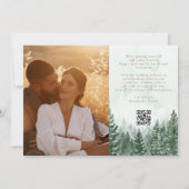 Rustieke Waterverf Dennenboom Bos Foto QR Code Save The Date (Achterkant)
