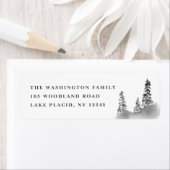 Rustieke waterverf dennenboom retour adres label (Insitu)