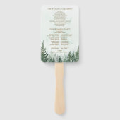 Rustieke Waterverf Dennenbos Bruiloftsprogramma Handwaaier (Achterkant)