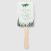 Rustieke Waterverf Dennenbos Bruiloftsprogramma Handwaaier (Voorkant)