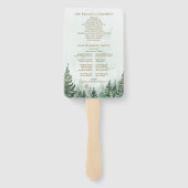 Rustieke Waterverf Dennenbos Huwelijksprogramma Handwaaier (Achterkant)