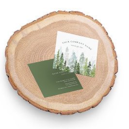 Rustieke Waterverf dennenbos Logo Vierkante Visitekaartje