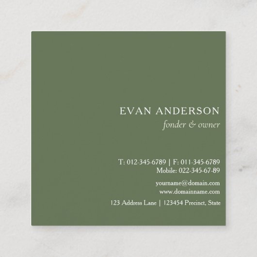 Rustieke Waterverf dennenbos Logo Vierkante Visitekaartje (Achterkant)