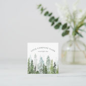 Rustieke Waterverf dennenbos Logo Vierkante Visitekaartje (Staand voorkant)