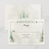 Rustieke Waterverf Dennenbos RSVP Kaartje (Voorkant / Achterkant)