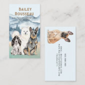 Rustieke Waterverf Dog Walker Adventures Pet Sitte Visitekaartje (Voorkant / Achterkant)
