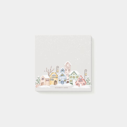Rustieke Waterverf Dorpshuis in Winter Custom Post-it® Notes (Voorkant)