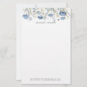 Rustieke Waterverf Dusty Blue Hydrangeas Floral Briefpapier (Voorkant)