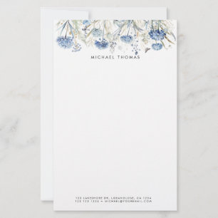 Rustieke Waterverf Dusty Blue Hydrangeas Floral Briefpapier