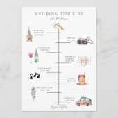 Rustieke Waterverf Dusty Blue Wedding Tijdlijn Programmakaart (Voorkant)