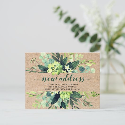 Rustieke Waterverf Eucalyptus Bewegende Aankondigi Briefkaart (Staand voorkant)