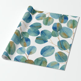 Rustieke Waterverf Eucalyptus Bladeren Patroon Cadeaupapier