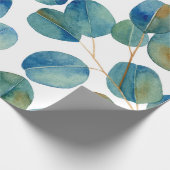 Rustieke Waterverf Eucalyptus Bladeren Patroon Cadeaupapier (Hoek)