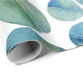Rustieke Waterverf Eucalyptus Bladeren Patroon Cadeaupapier (Rol Hoek)