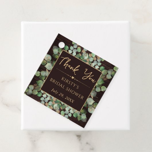 Rustieke Waterverf Eucalyptus Bruiloftsshower Bedankjes Labels (In situ)