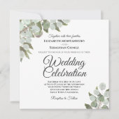 Rustieke Waterverf Eucalyptus Elegant Bruiloft Kaart (Voorkant)