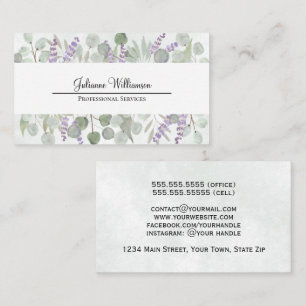 Rustieke Waterverf Eucalyptus en Lavendel  Visitekaartje