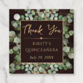 Rustieke Waterverf Eucalyptus Foliage Quinceanera Bedankjes Labels (Voorkant)