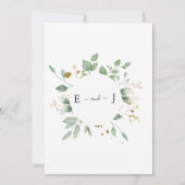 Rustieke Waterverf Eucalyptus Goud Lijst Bruiloft Kaart (Achterkant)