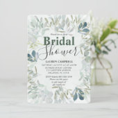 Rustieke Waterverf Eucalyptus Green Invitation Kaart (Staand voorkant)