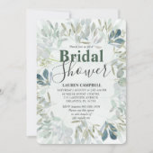 Rustieke Waterverf Eucalyptus Green Invitation Kaart (Voorkant)