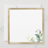 Rustieke waterverf eucalyptus groen gouden bruilof kaart (Achterkant)