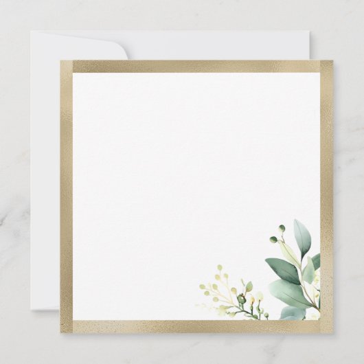 Rustieke waterverf eucalyptus groen gouden bruilof kaart (Achterkant)