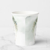 Rustieke waterverf eucalyptus groen gouden bruilof papieren bekers (Rechts)