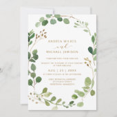 Rustieke Waterverf Eucalyptus groen hout bruiloft Kaart (Voorkant)