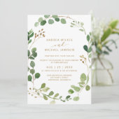 Rustieke Waterverf Eucalyptus groen hout bruiloft Kaart (Staand voorkant)