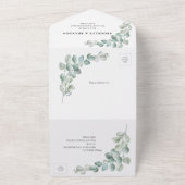 Rustieke Waterverf Eucalyptus Groene Huwelijk All In One Uitnodiging (Buitenkant)