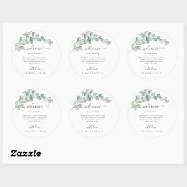 Rustieke Waterverf Eucalyptus Groene Huwelijk Ronde Sticker