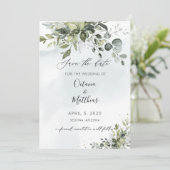 Rustieke Waterverf Eucalyptus Groene Sla de Datum Kaart (Staand voorkant)
