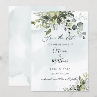 Rustieke Waterverf Eucalyptus Groene Sla de Datum  Kaart