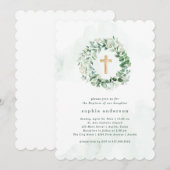 Rustieke Waterverf Eucalyptus met Groen | doop Kaart (Voorkant / Achterkant)