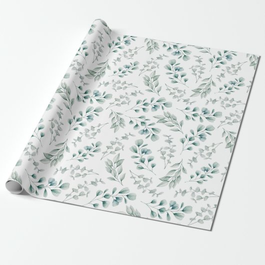 Rustieke Waterverf Eucalyptus Pattern Cadeaupapier (Uitgerold)