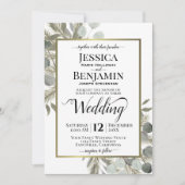 Rustieke Waterverf Eucalyptus & Pine Winter Bruilo Kaart (Voorkant)