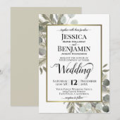 Rustieke Waterverf Eucalyptus & Pine Winter Bruilo Kaart (Voorkant / Achterkant)